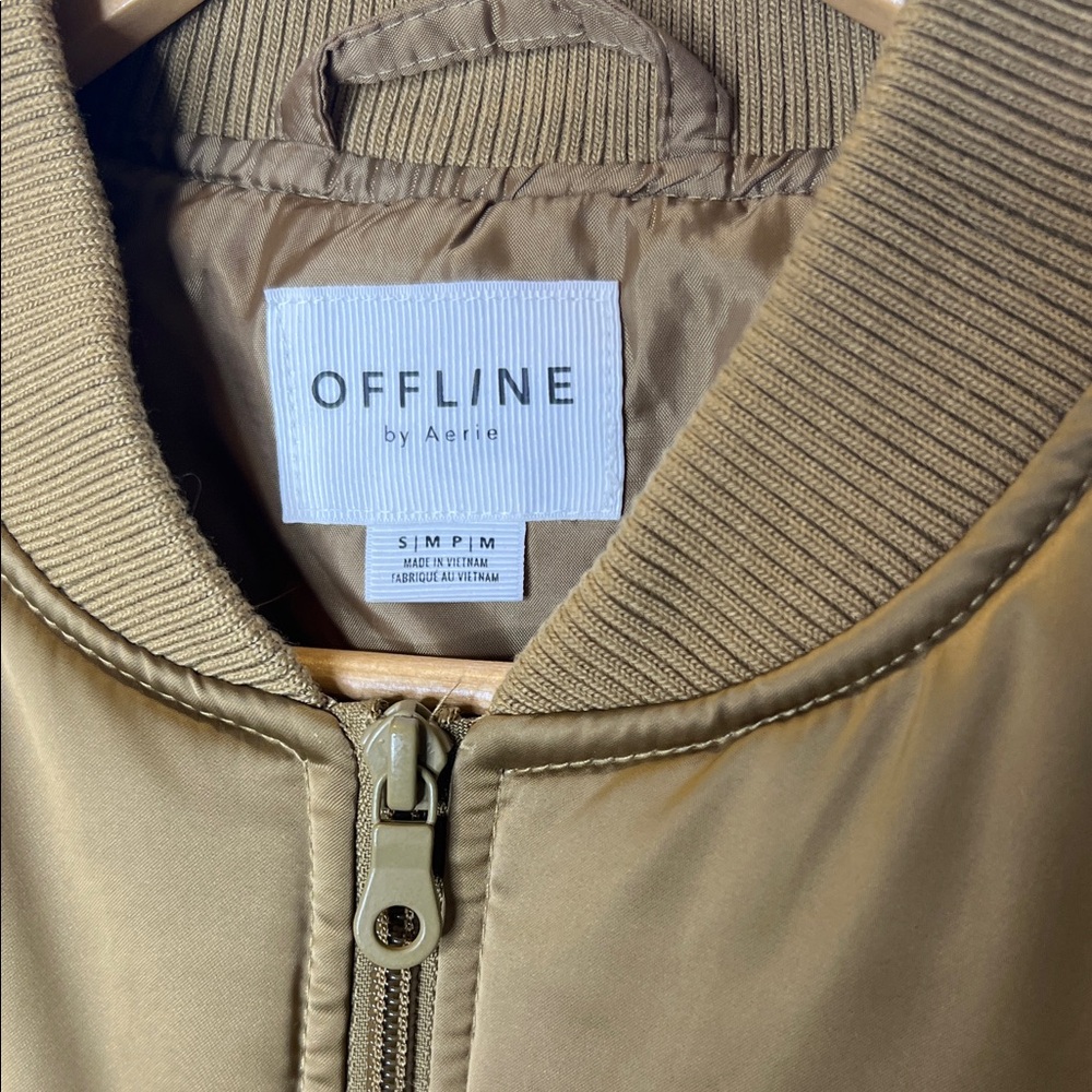 Aerie Gold Satin Bomber Jacket - Size Small - Picture 3 of 4